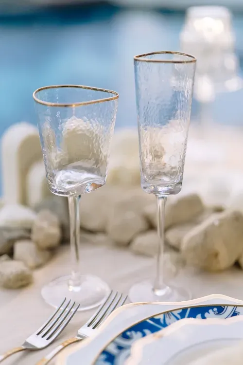 Romantic white and blue table setting