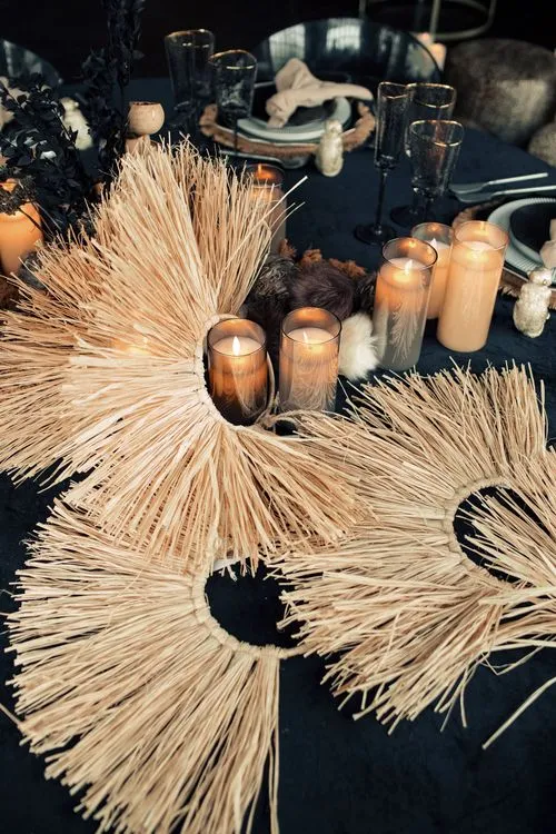 Round Safari Dinner — Black Velvet + Leopard Prints