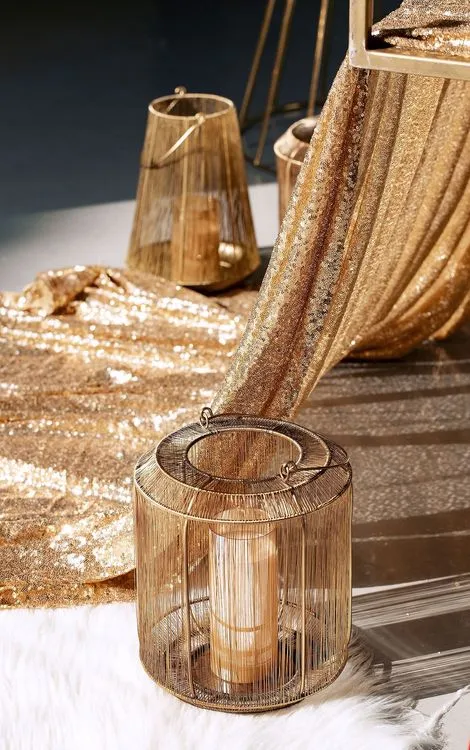 Sequin Table, Fur Accents, Saffron-Tinted Glasses