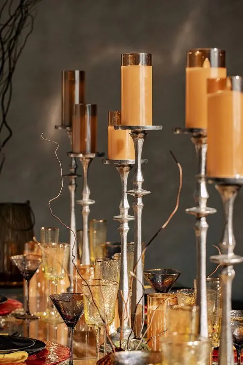 Sequin Table, Fur Accents, Saffron-Tinted Glasses