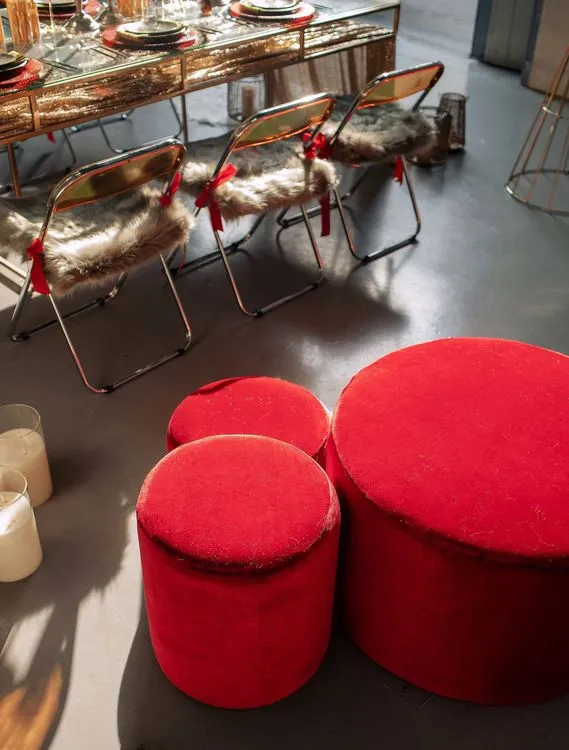 Sequin Table, Fur Accents, Saffron-Tinted Glasses