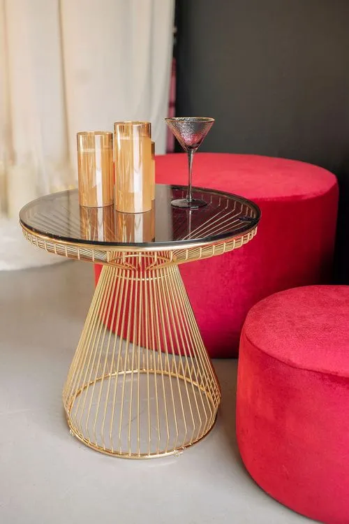 Sequin Table, Fur Accents, Saffron-Tinted Glasses