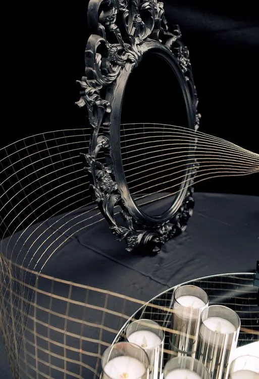 Smoky table setting at round table