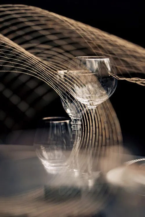 Smoky table setting at round table