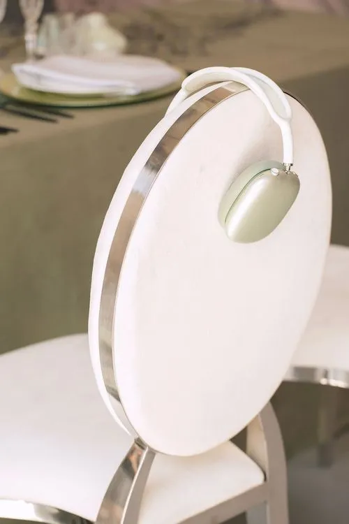 Soft green table setting at rectangular table