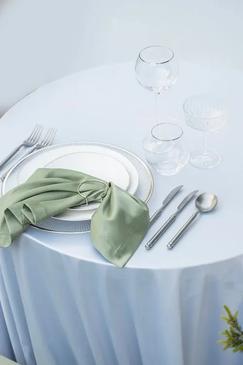Steel gray table setting at round table
