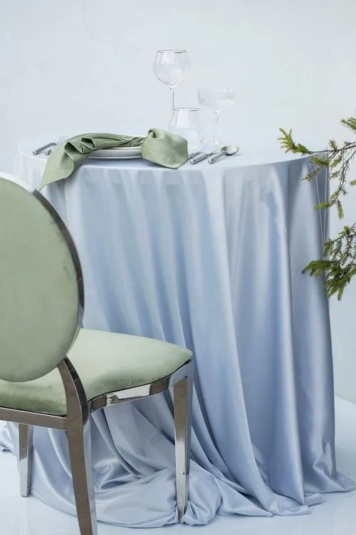 Steel gray table setting at round table