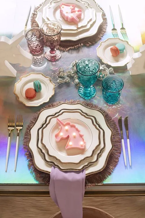 Unicorn & Hologram Shine — Kids Tablescape