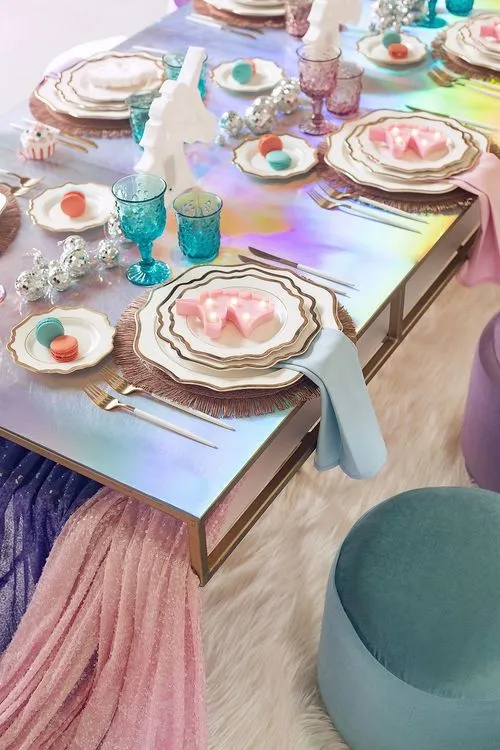 Unicorn & Hologram Shine — Kids Tablescape
