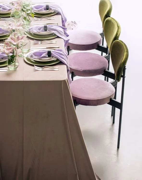 Velvet chairs lilac green shades