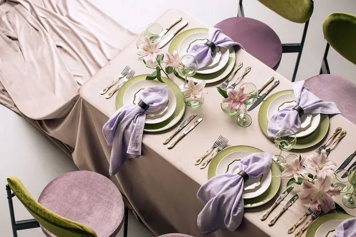 Velvet chairs lilac green shades