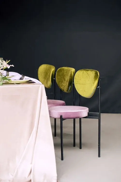 Velvet chairs lilac green shades