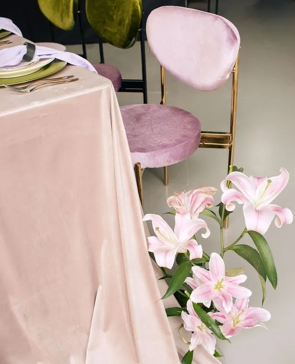 Velvet chairs lilac green shades