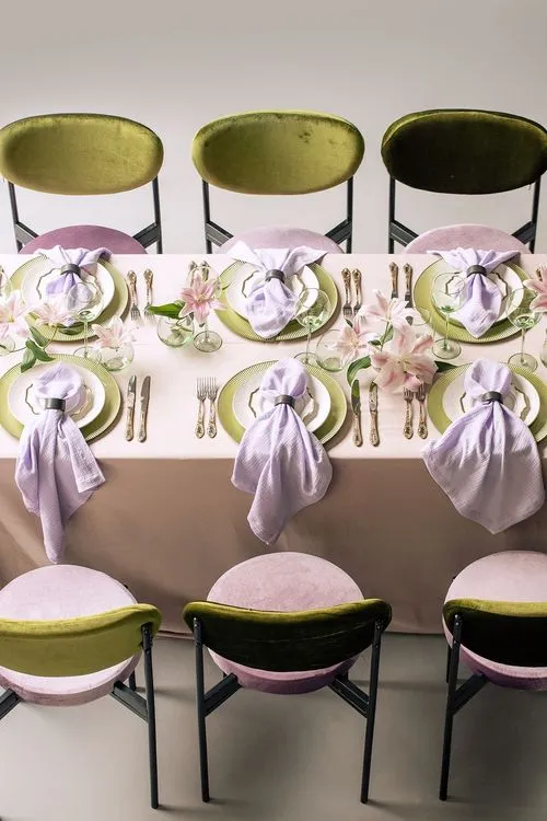 Velvet chairs lilac green shades