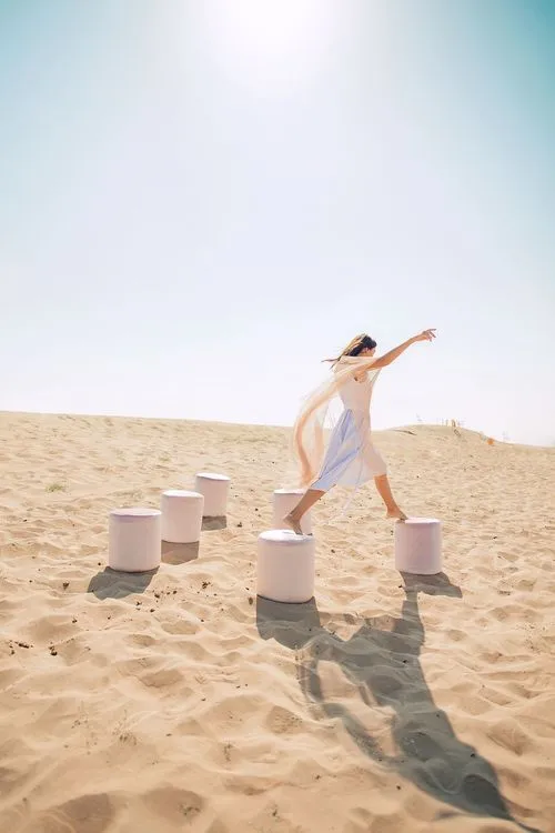 Velvet poufs desert seating