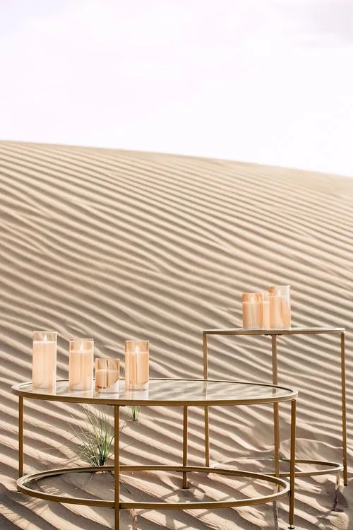 White desert lounge setup