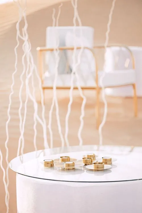 White desert lounge setup