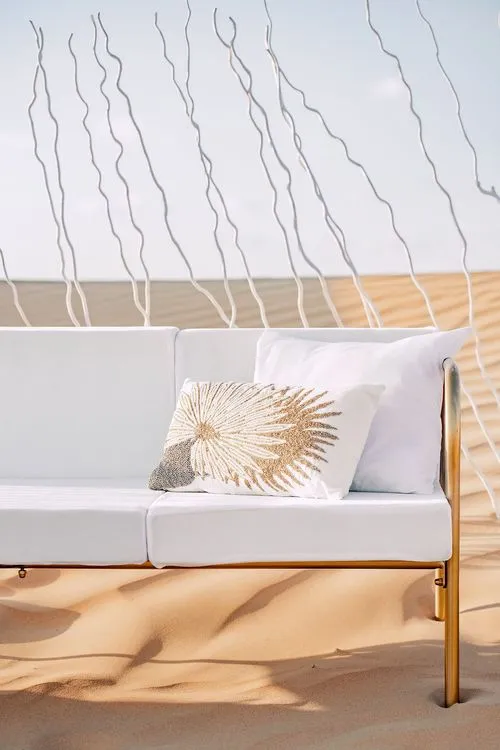 White desert lounge setup