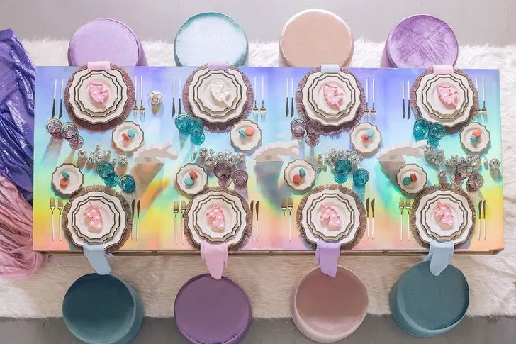 Unicorn & Hologram Shine — Kids Tablescape