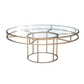 Gold round CORNELL table with clear glasstop