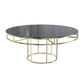Gold round CORNELL table with mdf black top
