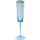 Blue EVANS flute glass with gold rim